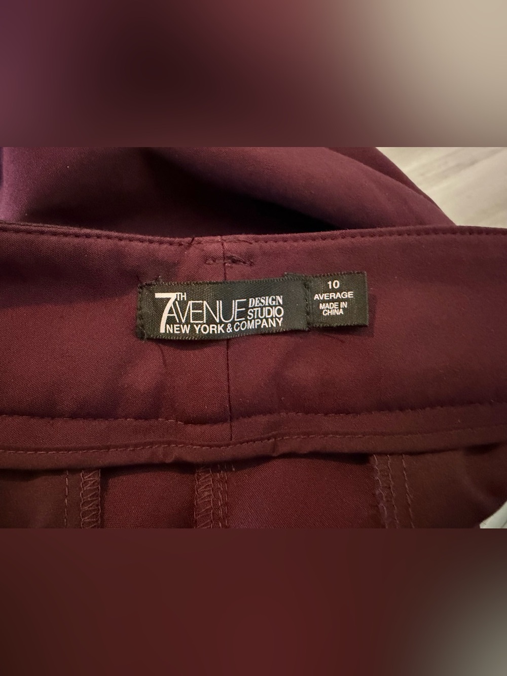 EUC NY&Co. Burgundy w/Black contrasting trim along waist Dress Pants. Size 10 - Picture 5 of 5